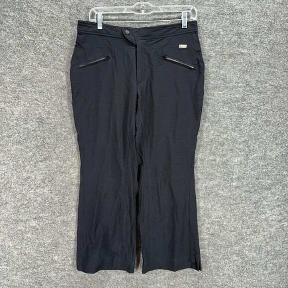 Columbia Pants Women M Medium Blackk Ankle Mid Rise Flat Front Lined Pockets - Picture 1 of 8